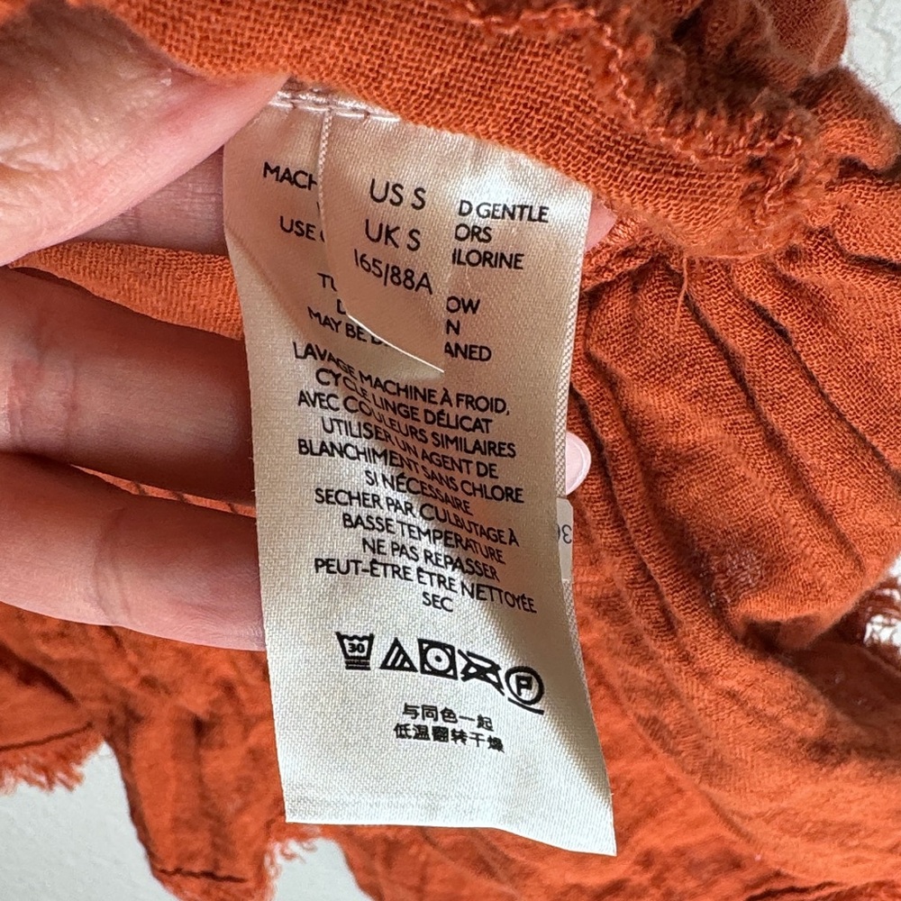 Free People Lyra Cotton Terracotta Ruffled Blouse Jacket -‎ Small - Picture 8 of 14